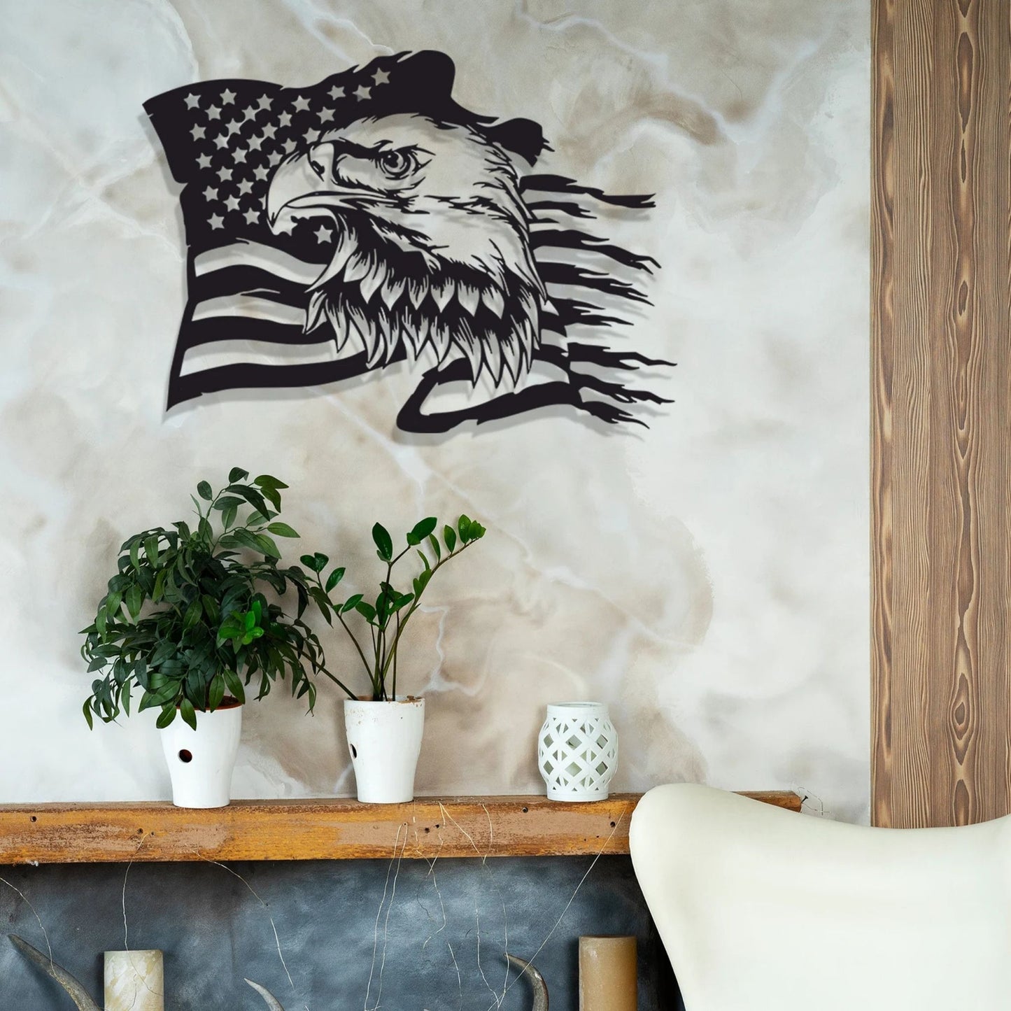 American Eagle Wall Art – USA Flag LED Metal Wall Decor