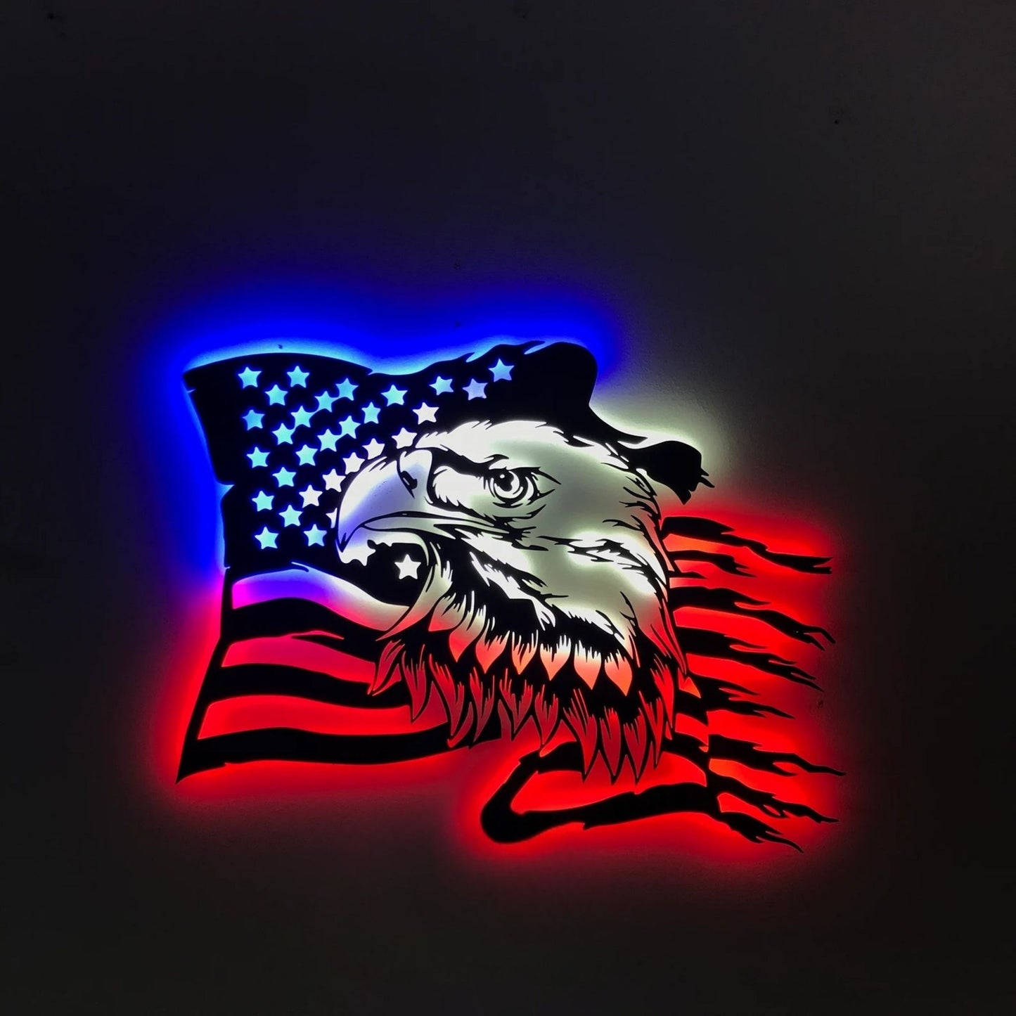 American Eagle Wall Art – USA Flag LED Metal Wall Decor