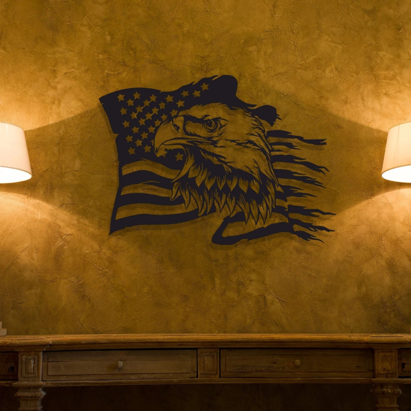 American Eagle Wall Art – USA Flag LED Metal Wall Decor