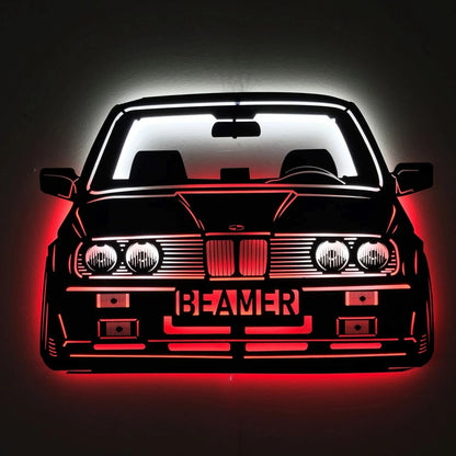BMW E30 Wall Art – LED Metal Car Decor