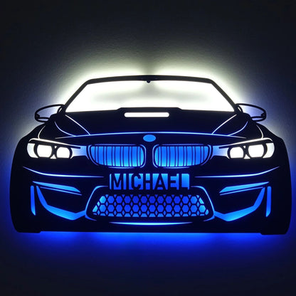 BMW M4 Wall Art – Custom LED Metal Car Decor