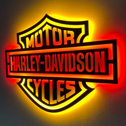 Harley Style Motorcycle LED Metal Wall Art Decor