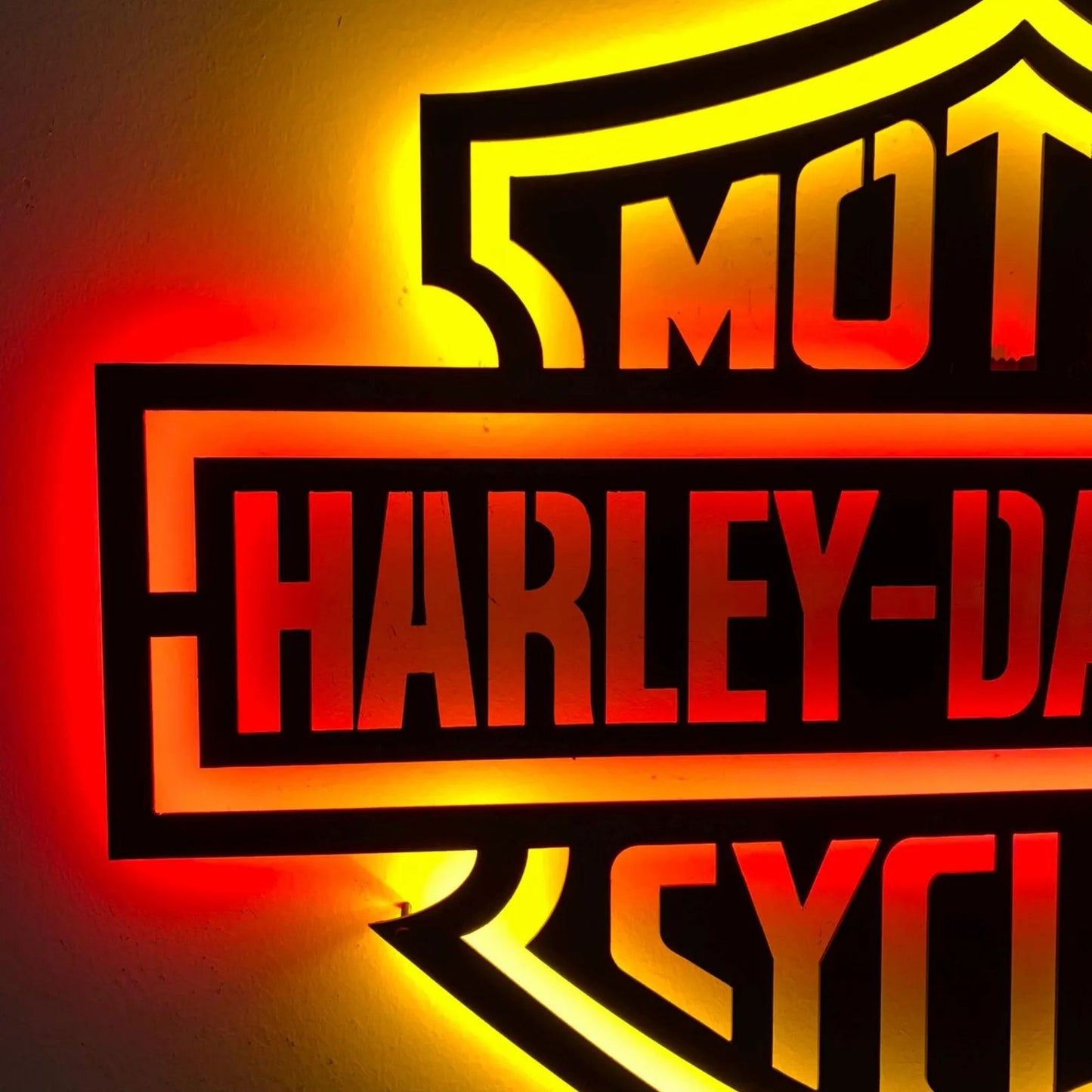 Harley Style Motorcycle LED Metal Wall Art Decor