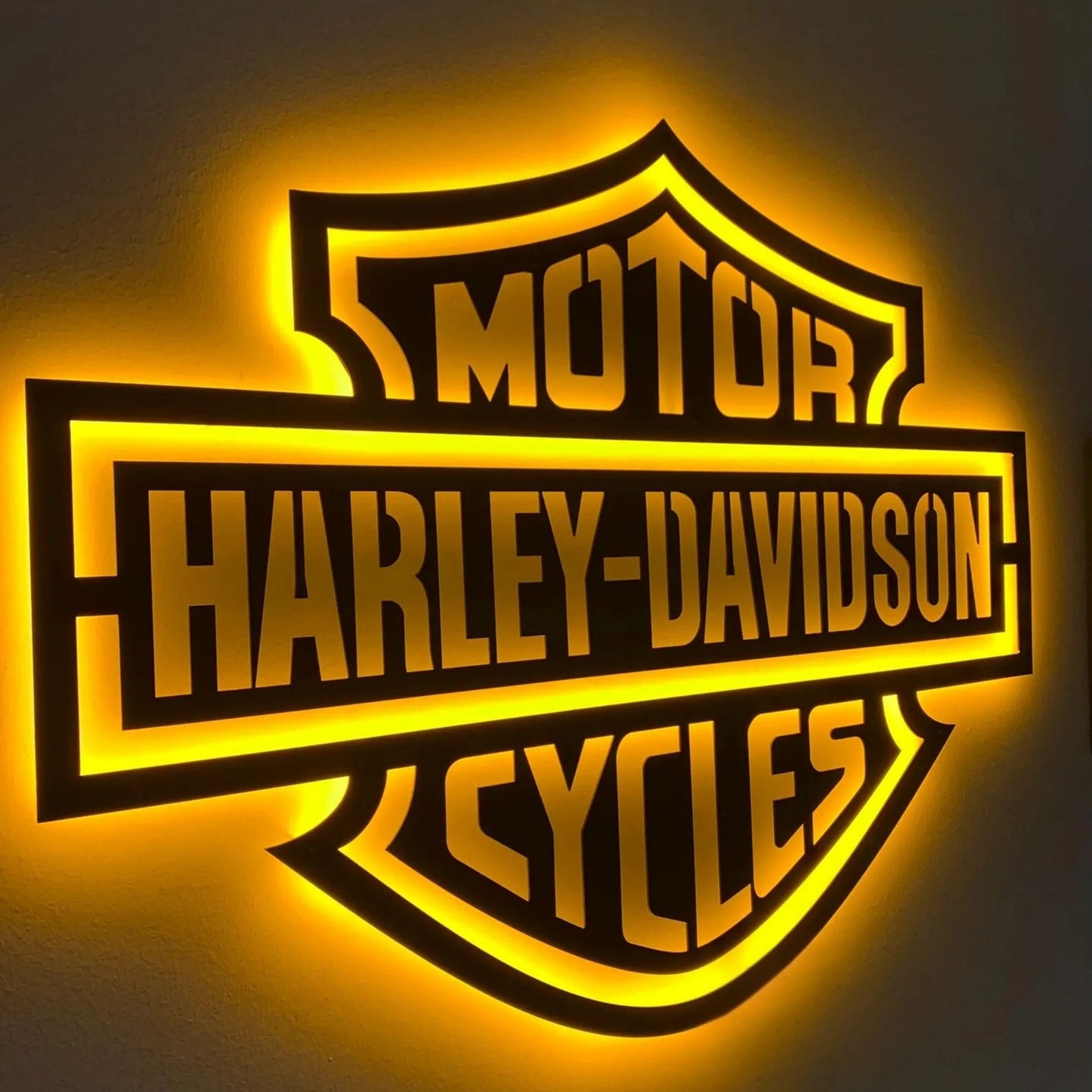 Harley Style Motorcycle LED Metal Wall Art Decor