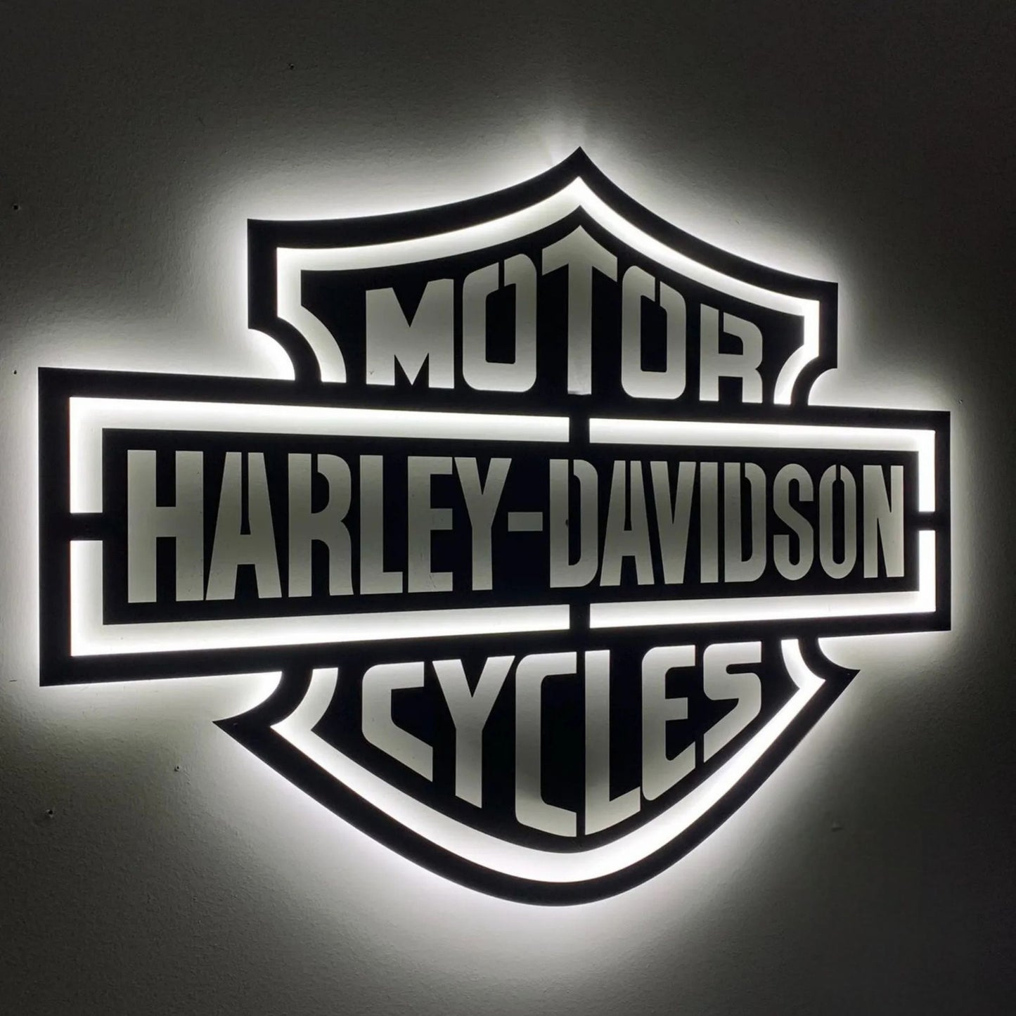 Harley Style Motorcycle LED Metal Wall Art Decor