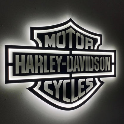Harley Style Motorcycle LED Metal Wall Art Decor