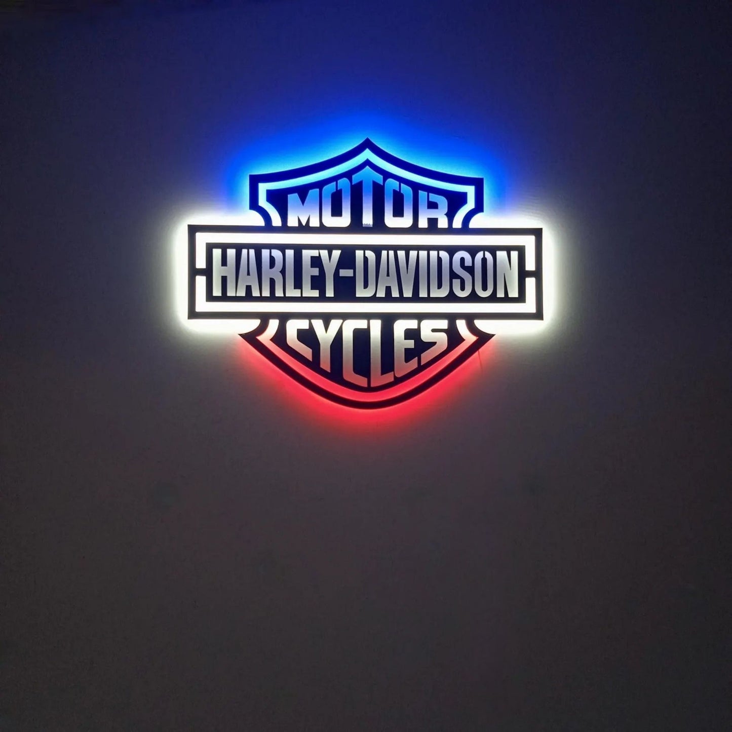 Harley Style Motorcycle LED Metal Wall Art Decor