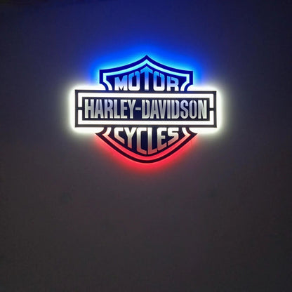 Harley Style Motorcycle LED Metal Wall Art Decor