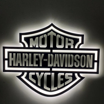Harley Style Motorcycle LED Metal Wall Art Decor