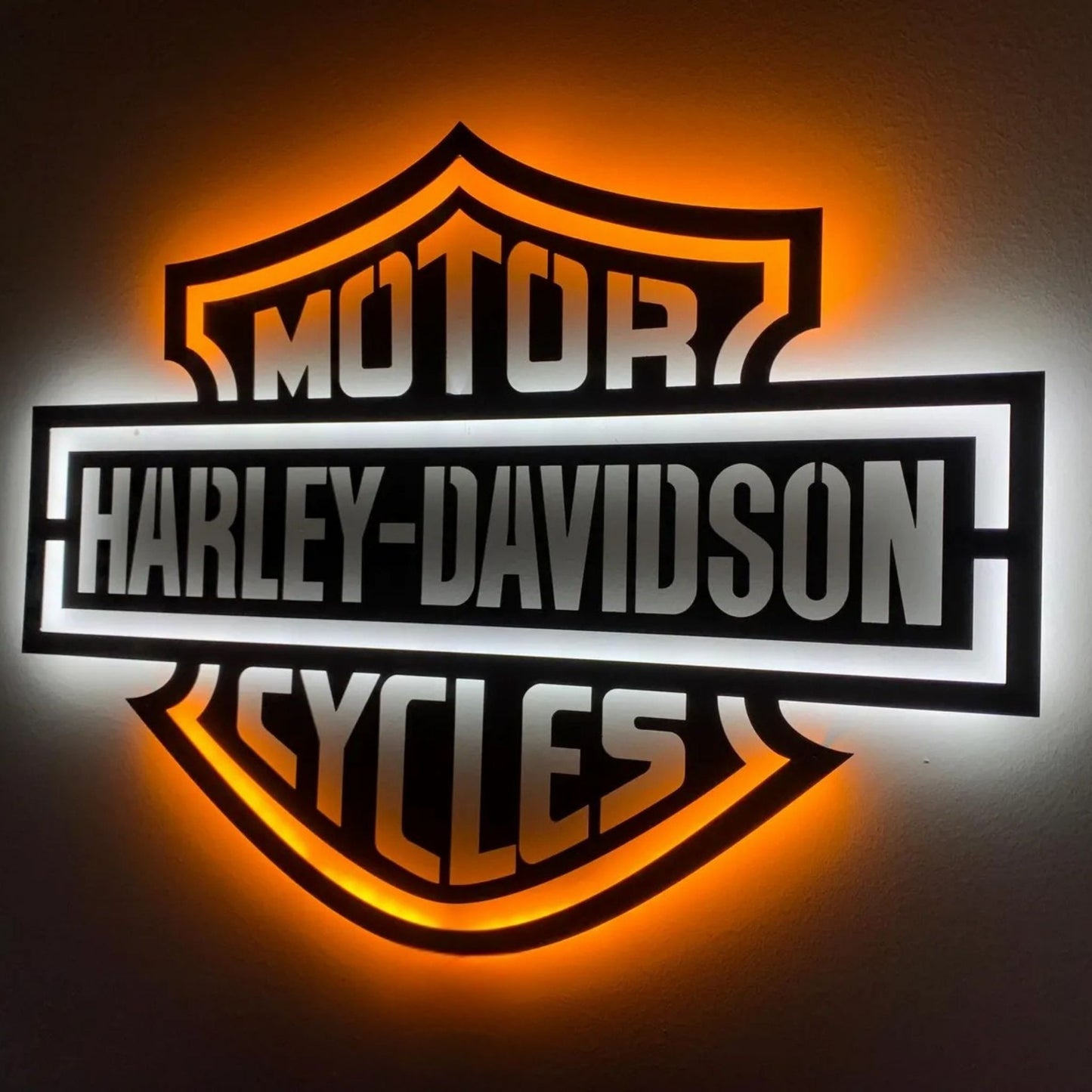 Harley Style Motorcycle LED Metal Wall Art Decor