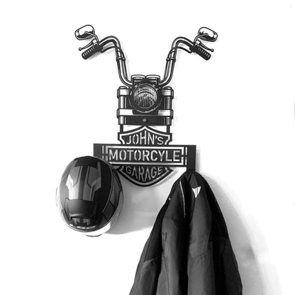 Motorcycle Helmet & Jacket Holder – Custom Metal Wall Art for Garages