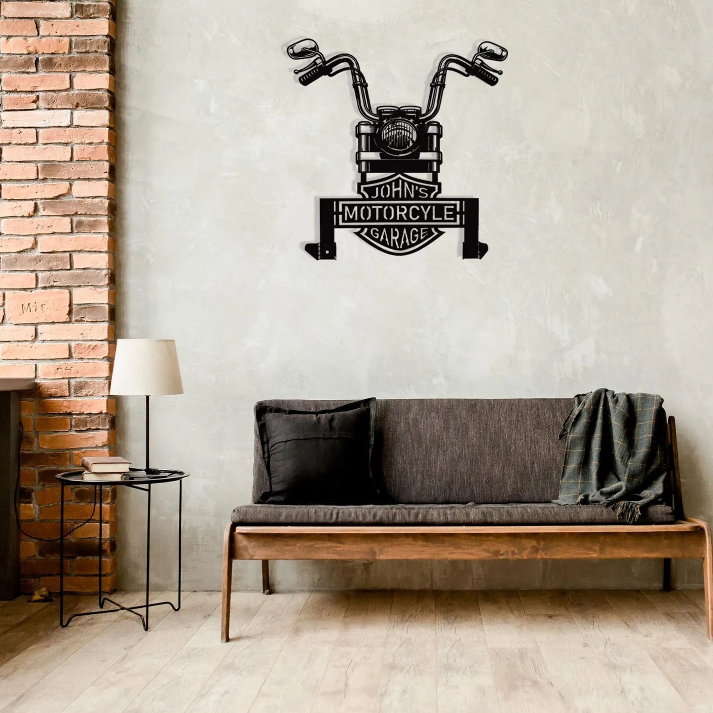 Motorcycle Helmet & Jacket Holder – Custom Metal Wall Art for Garages