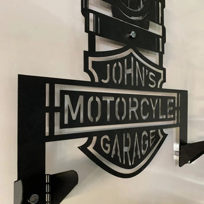 Motorcycle Helmet & Jacket Holder – Custom Metal Wall Art for Garages