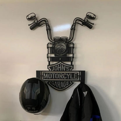 Motorcycle Helmet & Jacket Holder – Custom Metal Wall Art for Garages