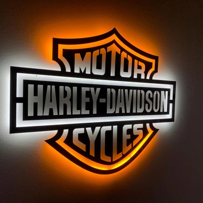 Harley Style Motorcycle LED Metal Wall Art Decor